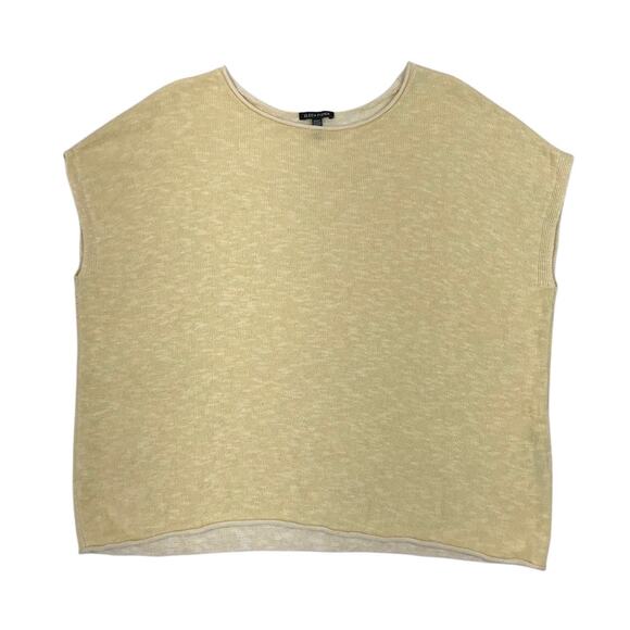 EILEEN FISHER Organic Linen Cotton Knit Slub Square Top L Yellow Classic Resort - Picture 6 of 11